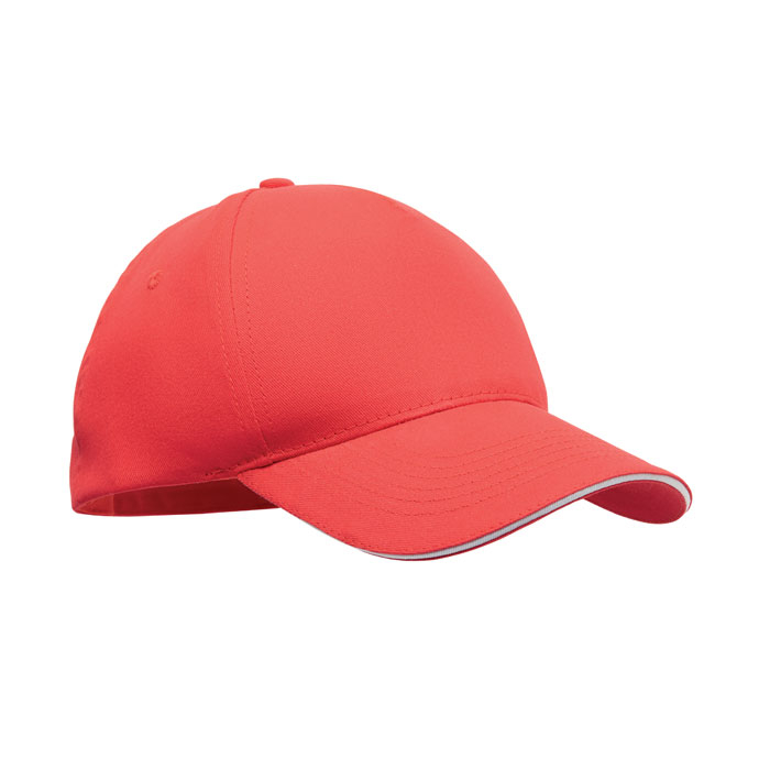Casquette promotionnelle 5 pans coton Sunny Blanc / Rouge